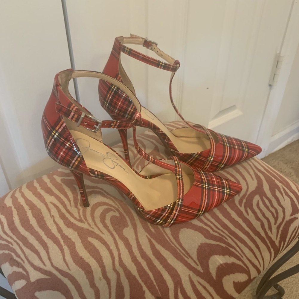 Jessica Simpson Plaid Ankle Strap Heels - Picture 4 of 10